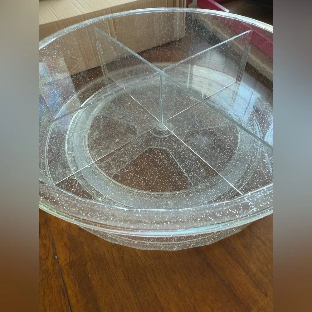 NWOT Clear Makeup Organizer with removable dividers that spins